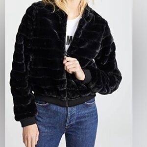 Line & Dot Aspen Faux Fur Black Jacket Medium